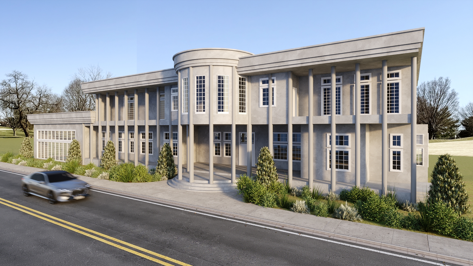 Southern plantation home rendering